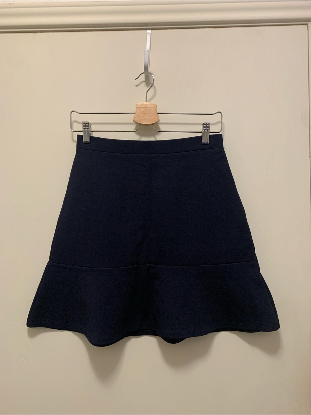 LOFT Navy A-Line Ruffled Hem Skirt
